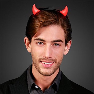 Işıklı Şeytan Boynuzlu Taç Halloween Kırmızı Şeytan Tacı Çocuk ve Yetişkin