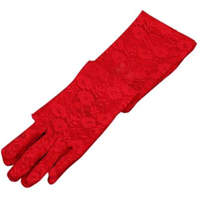 Kırmızı Renk Dantel Eldiven 40cm Uzun Model