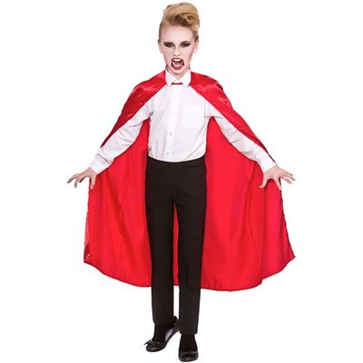 Kırmızı Saten Pelerin 100cm Yakasız Çocuk Vampir Pelerini