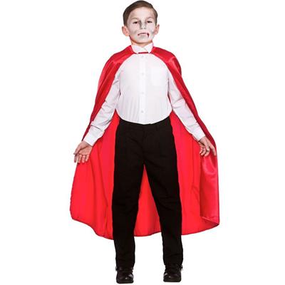 Kırmızı Saten Pelerin 100cm Yakasız Çocuk Vampir Pelerini