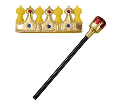 Kırmızı Topuzlu Kral Asası ve Kral Tacı