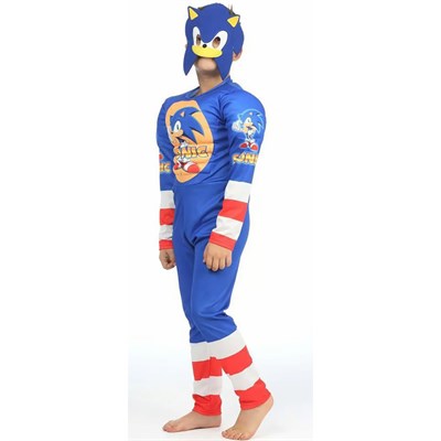 Kirpi Sonic Kostümü Kaslı Çocuk Kıyafeti