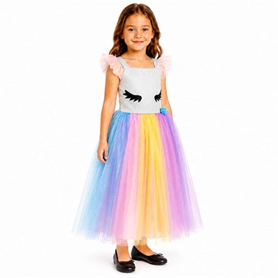 Kız Çocuk Unicorn Kostümü Renkli Tütü Etekli 2-9 Yaş Unicorn Kıyafeti