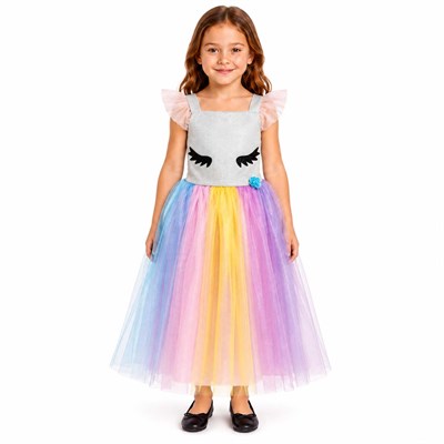 Kız Çocuk Unicorn Kostümü Renkli Tütü Etekli 2-9 Yaş Unicorn Kıyafeti