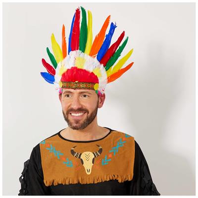 Kızılderili Başlığı Rengarenk Tüylü Lastik Aparatlı