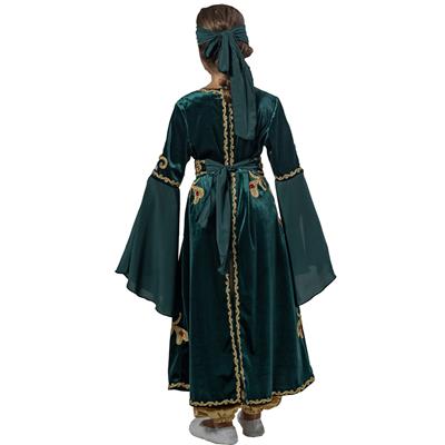 Mihrimah Sultan Kostümü Bindallı Kız Çocuk Kıyafeti Yakut Yeşili