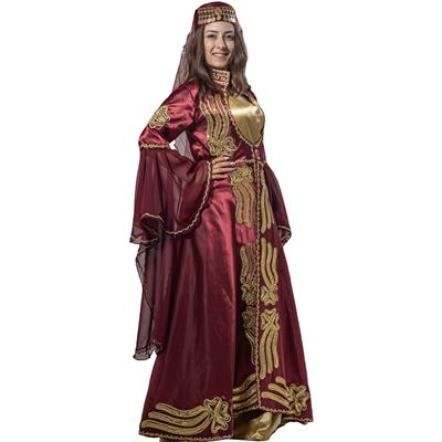 Kösem Sultan Kostümü Yetişkin Kadın Klasik Bindallı Kıyafeti Bordo