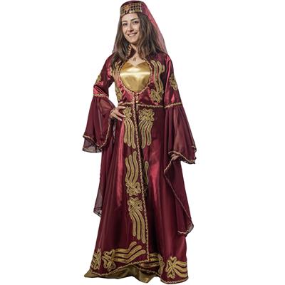 Kösem Sultan Kostümü Yetişkin Kadın Klasik Bindallı Kıyafeti Bordo
