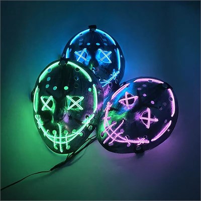 LED Işıklı Jason Maskesi Mavi 3 Modlu Halloween Korku Maskesi
