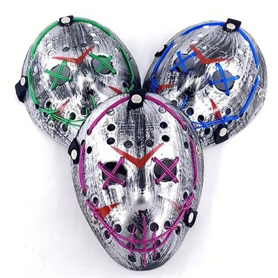 LED Işıklı Jason Maskesi Mavi 3 Modlu Halloween Korku Maskesi