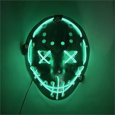 LED Işıklı Jason Maskesi Yeşil 3 Modlu Halloween Korku Maskesi