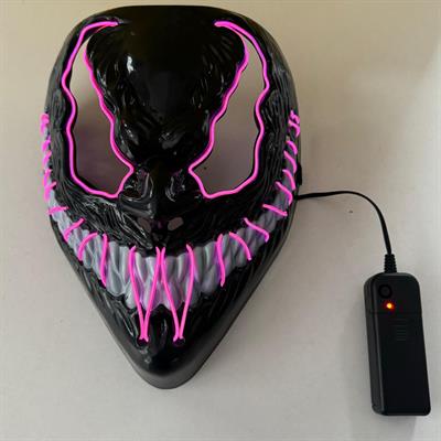 Led Işıklı Siyah Venom Maske Mor Işık