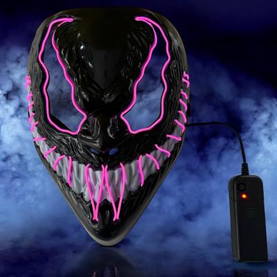Led Işıklı Siyah Venom Maske Mor Işık