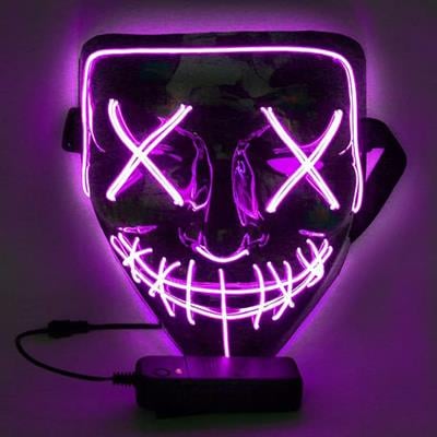 Led Işıklı VFor Vendetta Maske Mor Anon Maskesi