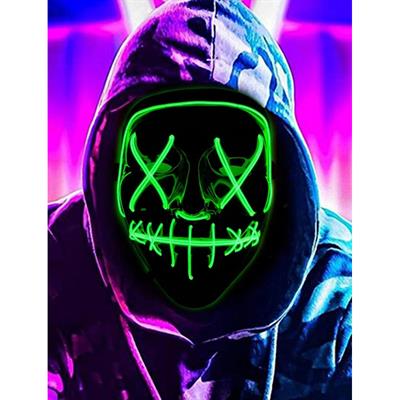Led Işıklı VFor Vendetta Maske Yeşil Anon Maskesi