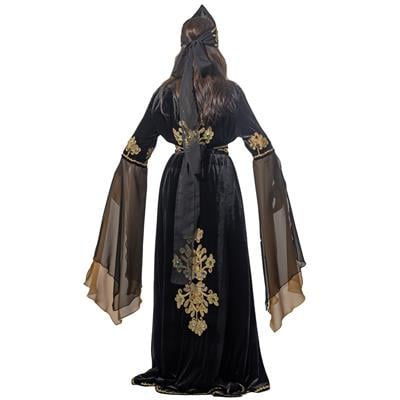 Mahidevran Sultan Kıyafeti Yetişkin Kadın Lüks Kadife Bindallı Elbisesi Siyah