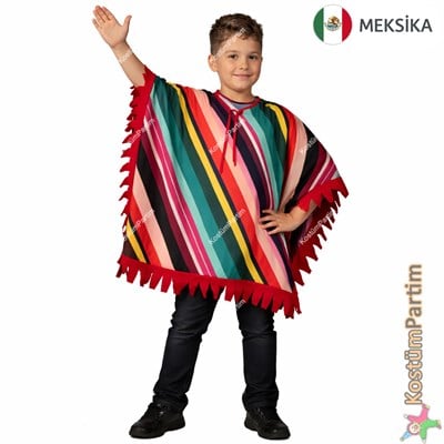 Meksika Kostümü Panço Erkek Çocuk Kıyafeti