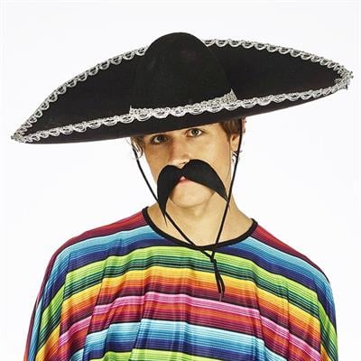 Meksikalı Şapkası Siyah Mariachi 50cm Şapka