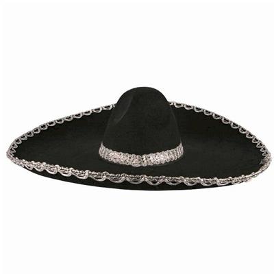 Meksikalı Şapkası Siyah Mariachi 50cm Şapka