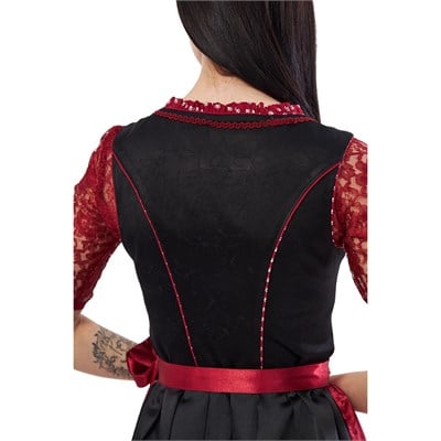 Melli Bordo Siyah Dirndl Elbise Kadın Bavyera Oktoberfest Kıyafeti 011