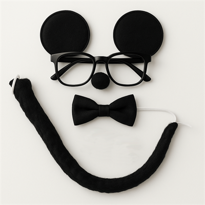 Mickey Mouse Fare Kulaklı Gözlük Papyon Kuyruk Seti