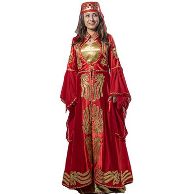 Mihrimah Sultan Kostümü Yetişkin Kadın Klasik Kırmızı Bindallı Kıyafeti