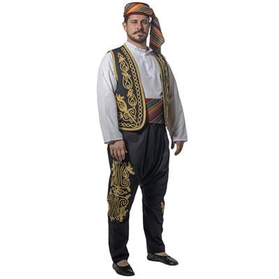 Nargileci Kostümü Yetişkin Ramazan Satıcı Kıyafeti Osmanlı İşlemeli Siyah