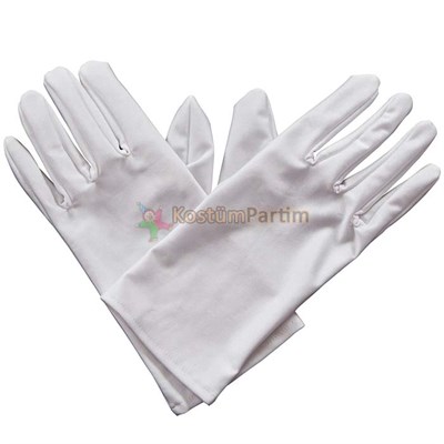 Noel Baba Eldiveni Yetişkin Likralı Beyaz Eldiven