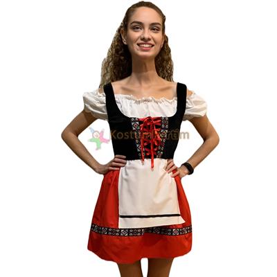 Oktoberfest Kıyafeti Alman Biracı Kız Kostümü Kırmızı