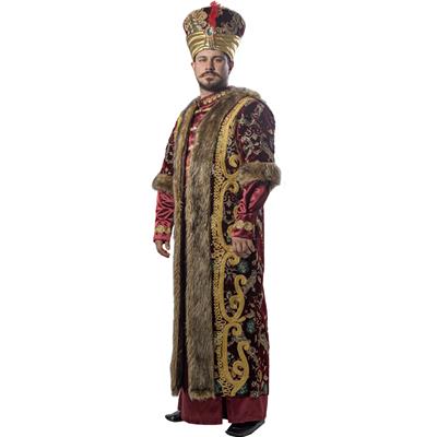 Kanuni Sultan Süleyman Kıyafeti Yetişkin Erkek Osmanlı Padişahı Kostümü Bordo
