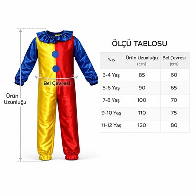 Palyaço Kostümü Çocuk Tulum Kıyafeti