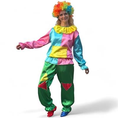 Palyaço Kostümü İkili Parça Pembe Mavi