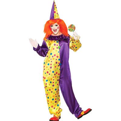 Palyaço Kostümü Tulum Mor Renkli Puanlı Yetişkin