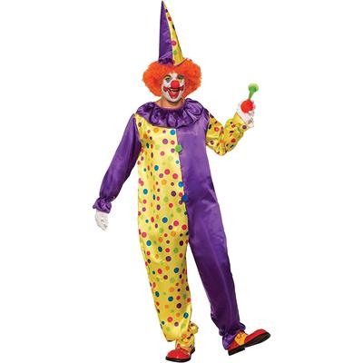 Palyaço Kostümü Tulum Mor Renkli Puanlı Yetişkin