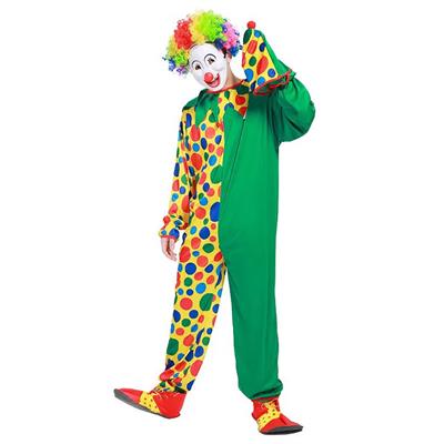 Palyaço Kostümü Tulum Yeşil Renkli Puanlı Yetişkin