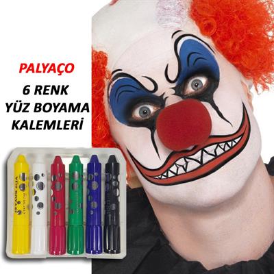 Palyaço Yüz Boyama Kalemleri 6 Renk