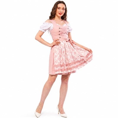 Pamuk Saten Dirndl Elbise 3 Parçalı Kadın Bavyera Oktoberfest Kıyafeti 452