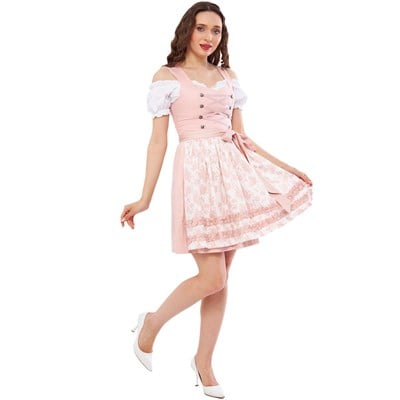Pamuk Saten Dirndl Elbise 3 Parçalı Kadın Bavyera Oktoberfest Kıyafeti 452
