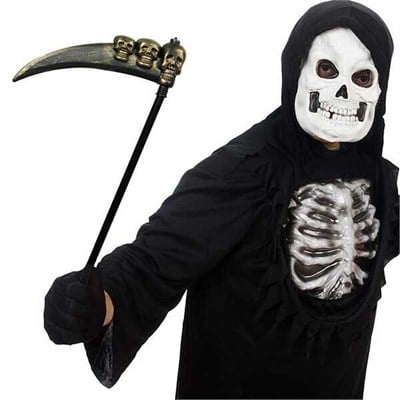 Paslı Mini Orak Halloween Azrail Orağı Plastik Tırpan 50 cm