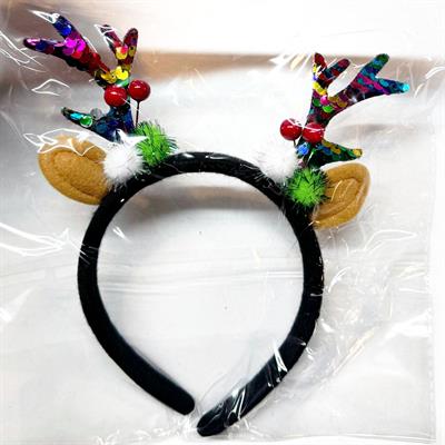 Payetli Geyik Boynuzları Yılbaşı Tacı