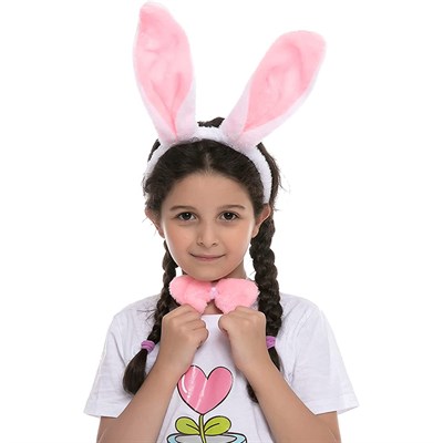 Pembe Tavşan Taç, Ponpon ve Papyon Seti