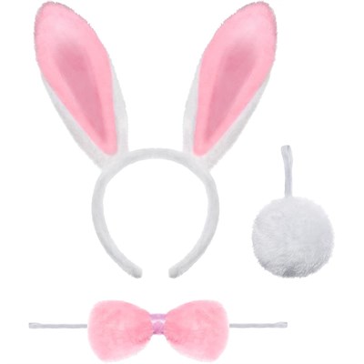 Pembe Tavşan Taç, Ponpon ve Papyon Seti