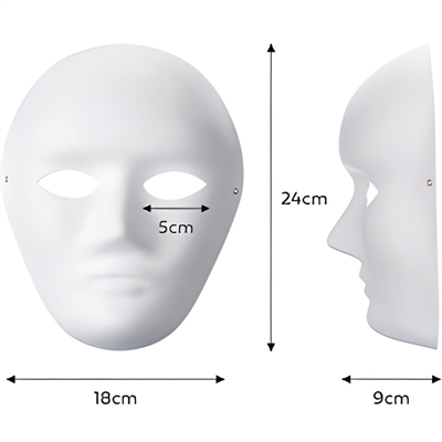 Phantom Opera Maskesi, Jabbawockeez Boyanabilir Beyaz Karton Maske