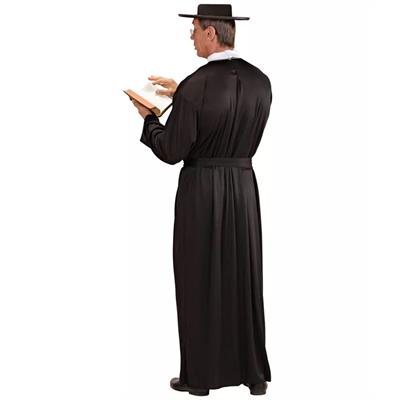 Rahip Kıyafeti Uzun Papaz Kostümü Şapkalı Siyah