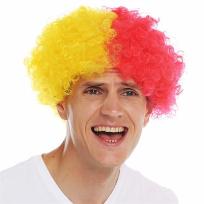 Sarı Kırmızı Afro Peruk Bonus Peruğu