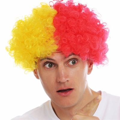 Sarı Kırmızı Afro Peruk Bonus Peruğu