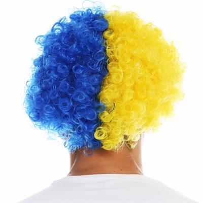 Sarı Lacivert Afro Peruk Bonus Peruğu