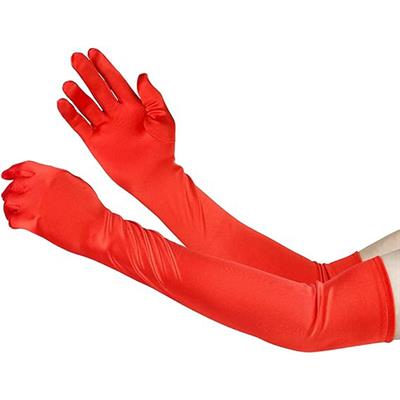 Saten Eldiven Uzun Kırmızı