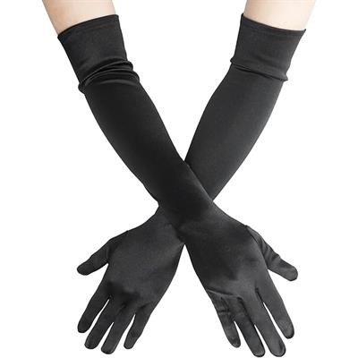 Saten Eldiven Uzun Siyah