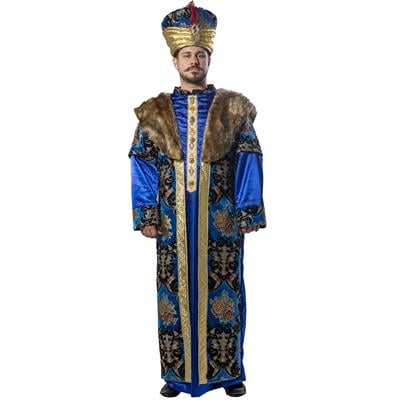 Şehzade Mustafa Kıyafeti Yetişkin Erkek Osmanlı Padişah Kostümü Mavi